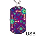 Purple and Green Floral Geometric Pattern Dog Tag USB Flash (One Side)