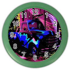 Abstract Artwork Of A Old Truck Color Wall Clocks