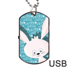 Easter Bunny  Dog Tag Usb Flash (two Sides) by Valentinaart