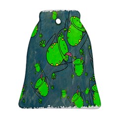 Cartoon Grunge Frog Wallpaper Background Ornament (bell) by Nexatart