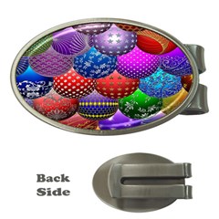 Fun Balls Pattern Colorful And Ornamental Balls Pattern Background Money Clips (oval) 