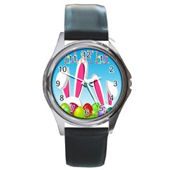 Easter Bunny  Round Metal Watch
