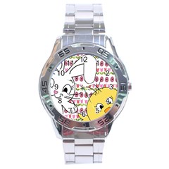 Easter Bunny And Chick  Stainless Steel Analogue Watch by Valentinaart