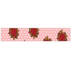 Pink Polka Dot Background With Red Roses Flano Scarf (large) by Nexatart