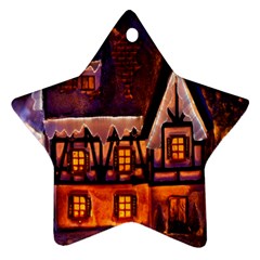 House In Winter Decoration Star Ornament (two Sides)