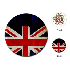 Flag Of Britain Grunge Union Jack Flag Background Playing Cards (round) 