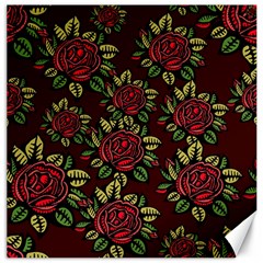 A Red Rose Tiling Pattern Canvas 12  X 12   by Nexatart