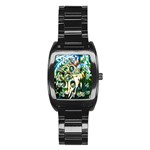 Dark Abstract Bubbles Stainless Steel Barrel Watch