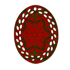 Christmas Kaleidoscope Oval Filigree Ornament (two Sides)