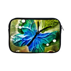 Blue Spotted Butterfly Art In Glass With White Spots Apple Ipad Mini Zipper Cases by Nexatart