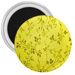 Flowery Yellow Fabric 3  Magnets by Nexatart