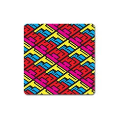 Color Red Yellow Blue Graffiti Square Magnet