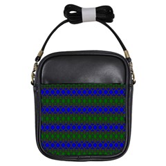 Diamond Alt Blue Green Woven Fabric Girls Sling Bags by Mariart