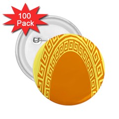 Greek Ornament Shapes Large Yellow Orange 2 25  Buttons (100 Pack)  by Mariart