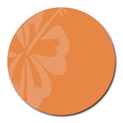 Hibiscus Sakura Tangerine Orange Round Mousepads by Mariart