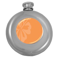 Hibiscus Sakura Tangerine Orange Round Hip Flask (5 Oz) by Mariart