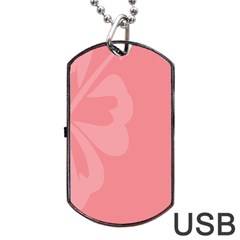 Hibiscus Sakura Strawberry Ice Pink Dog Tag Usb Flash (one Side) by Mariart