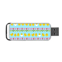 Easter - Chick And Tulips Portable Usb Flash (two Sides) by Valentinaart