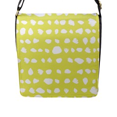 Polkadot White Yellow Flap Messenger Bag (l)  by Mariart