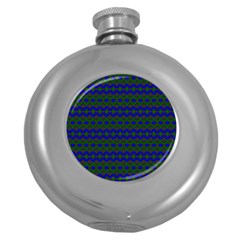 Split Diamond Blue Green Woven Fabric Round Hip Flask (5 Oz) by Mariart