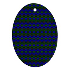 Split Diamond Blue Green Woven Fabric Oval Ornament (two Sides) by Mariart