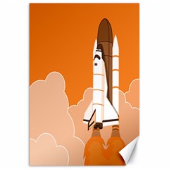 Rocket Space Ship Orange Canvas 20  X 30   by Mariart