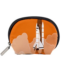 Rocket Space Ship Orange Accessory Pouches (small)  by Mariart