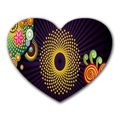 Polka Dot Circle Leaf Flower Floral Yellow Purple Red Star Heart Mousepads by Mariart