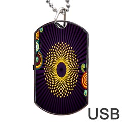 Polka Dot Circle Leaf Flower Floral Yellow Purple Red Star Dog Tag Usb Flash (one Side) by Mariart