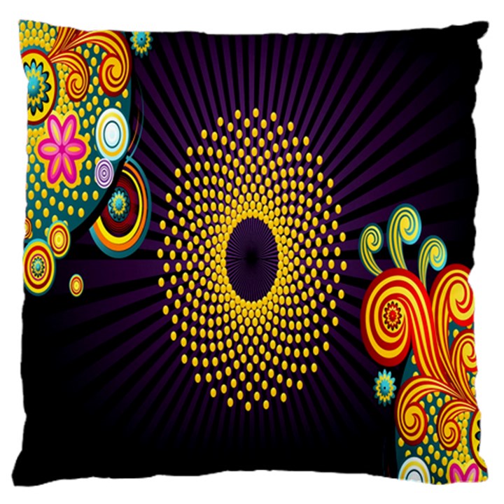 Polka Dot Circle Leaf Flower Floral Yellow Purple Red Star Large Cushion Case (One Side)