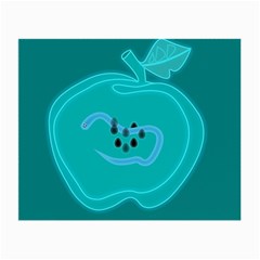 Xray Worms Fruit Apples Blue Small Glasses Cloth (2-side) by Mariart