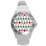 Watercolor Floral Roses Pattern Round Plastic Sport Watch (L)