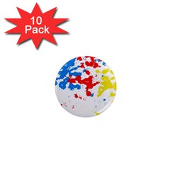 Paint Splatter Digitally Created Blue Red And Yellow Splattering Of Paint On A White Background 1  Mini Magnet (10 Pack)  by Nexatart