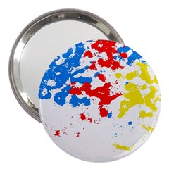 Paint Splatter Digitally Created Blue Red And Yellow Splattering Of Paint On A White Background 3  Handbag Mirrors by Nexatart