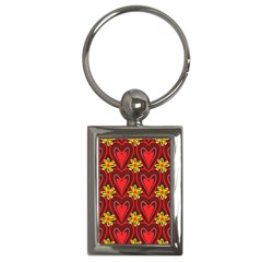 Digitally Created Seamless Love Heart Pattern Key Chains (rectangle)  by Nexatart