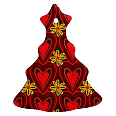 Digitally Created Seamless Love Heart Pattern Ornament (christmas Tree)  by Nexatart