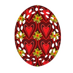 Digitally Created Seamless Love Heart Pattern Oval Filigree Ornament (two Sides) by Nexatart