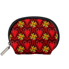 Digitally Created Seamless Love Heart Pattern Accessory Pouches (small)  by Nexatart