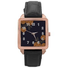 Floral Roses Seamless Pattern Vector Background Rose Gold Leather Watch  by Nexatart