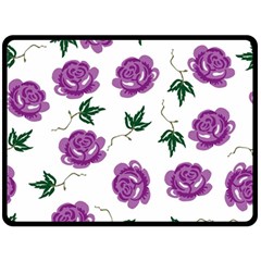 Purple Roses Pattern Wallpaper Background Seamless Design Illustration Double Sided Fleece Blanket (large)  by Nexatart