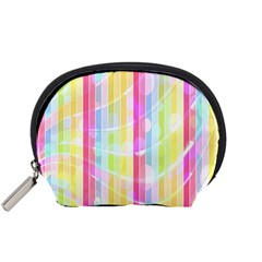 Abstract Stipes Colorful Background Circles And Waves Wallpaper Accessory Pouches (small) 