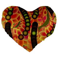 Abstract Background Digital Green Large 19  Premium Flano Heart Shape Cushions by Nexatart