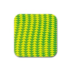 Arrow Triangle Green Yellow Rubber Square Coaster (4 Pack)  by Mariart