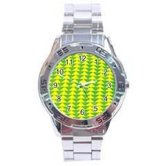 Arrow Triangle Green Yellow Stainless Steel Analogue Watch by Mariart