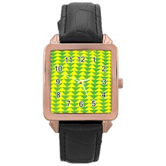 Arrow Triangle Green Yellow Rose Gold Leather Watch  by Mariart