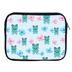Frog Green Pink Flower Apple Ipad 2/3/4 Zipper Cases by Mariart