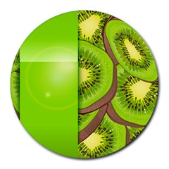 Fruit Slice Kiwi Green Round Mousepads by Mariart