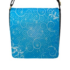 Leaf Blue Snow Circle Polka Star Flap Messenger Bag (l)  by Mariart