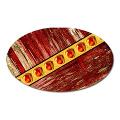 Wood And Jewels Oval Magnet