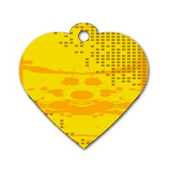 Texture Yellow Abstract Background Dog Tag Heart (one Side)
